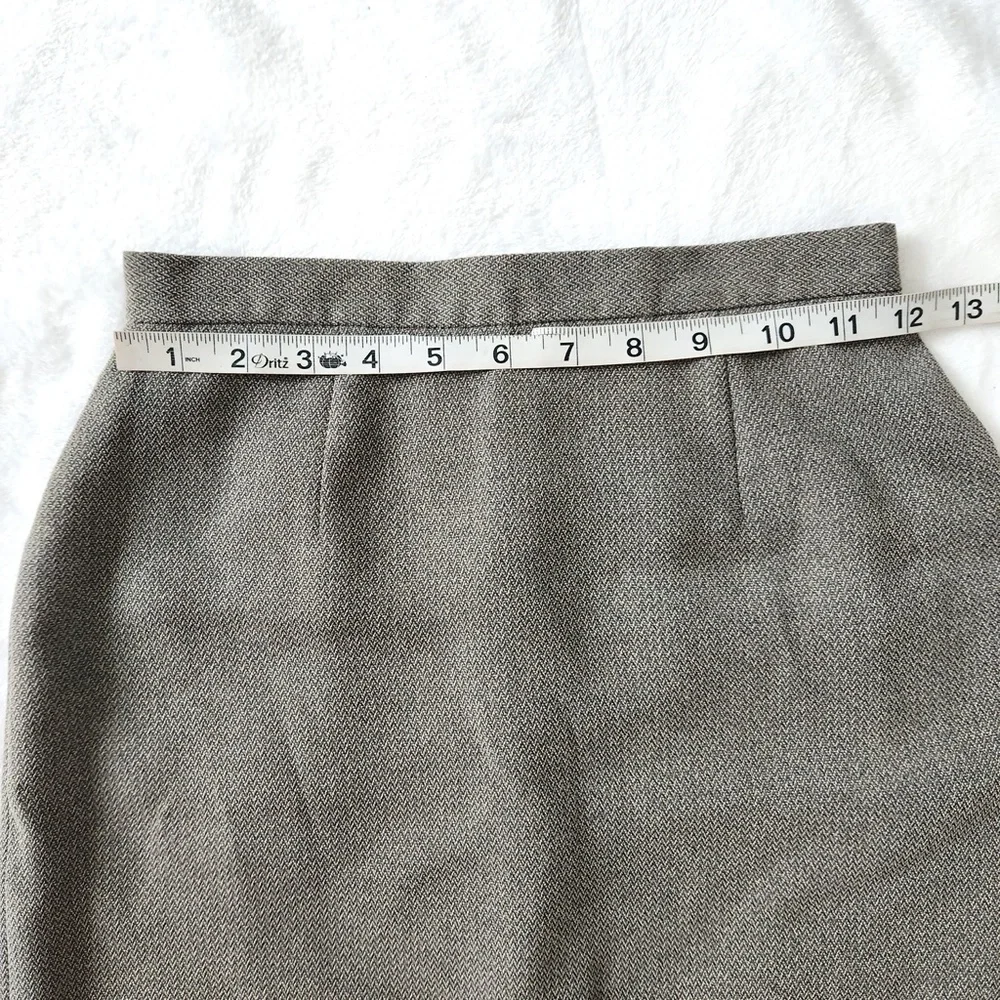 Vintage Brooks Brothers‎ Herringbone Mini Skirt Back Slit Straight Cut Women's 0